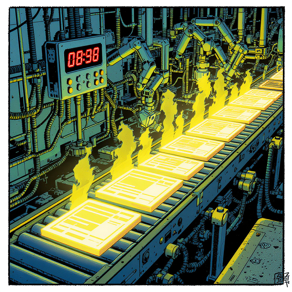 Clock showing rapid progress with website screens in various stages