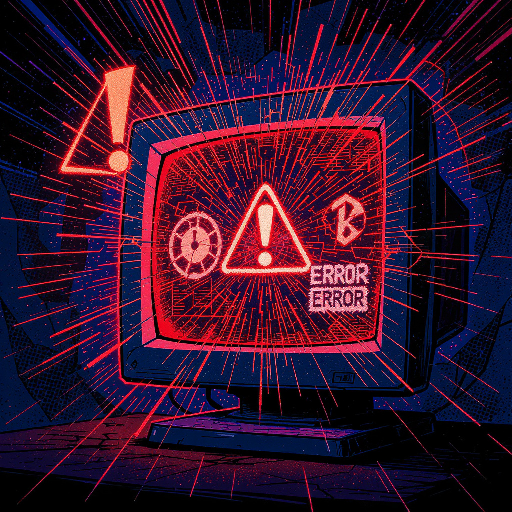 Warning signs on outdated website display