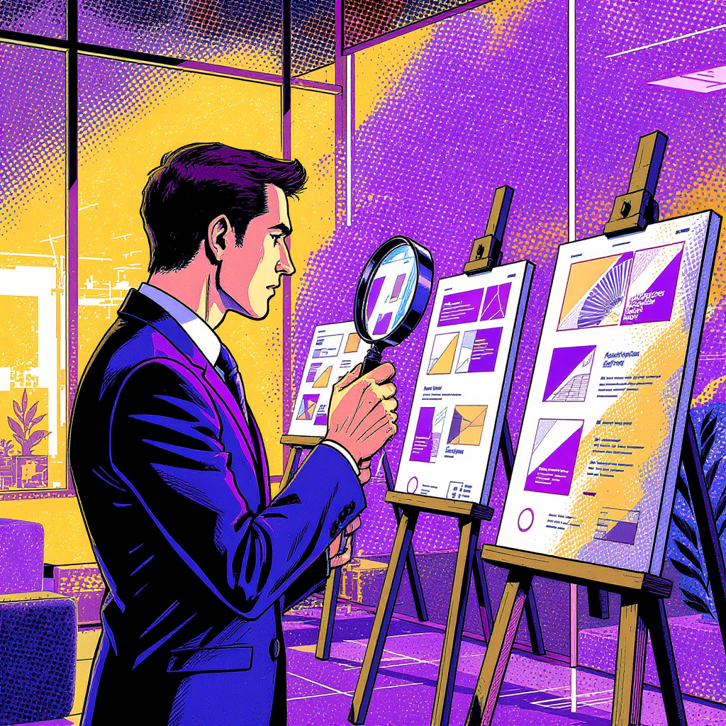 Business person evaluating web design agencies