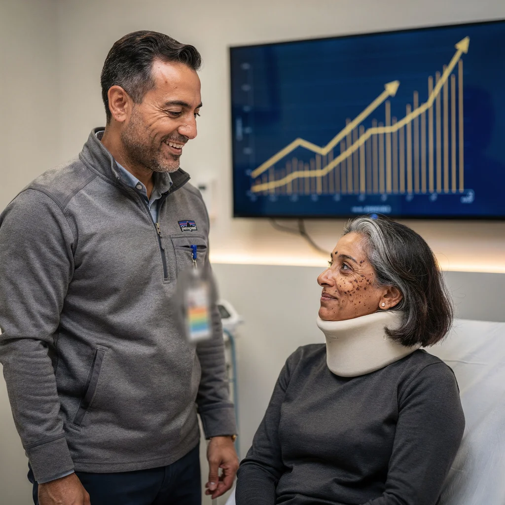 Medical specialist providing patient care, representing healthcare practices that have improved their AI visibility and seen measurable increases in patient inquiries