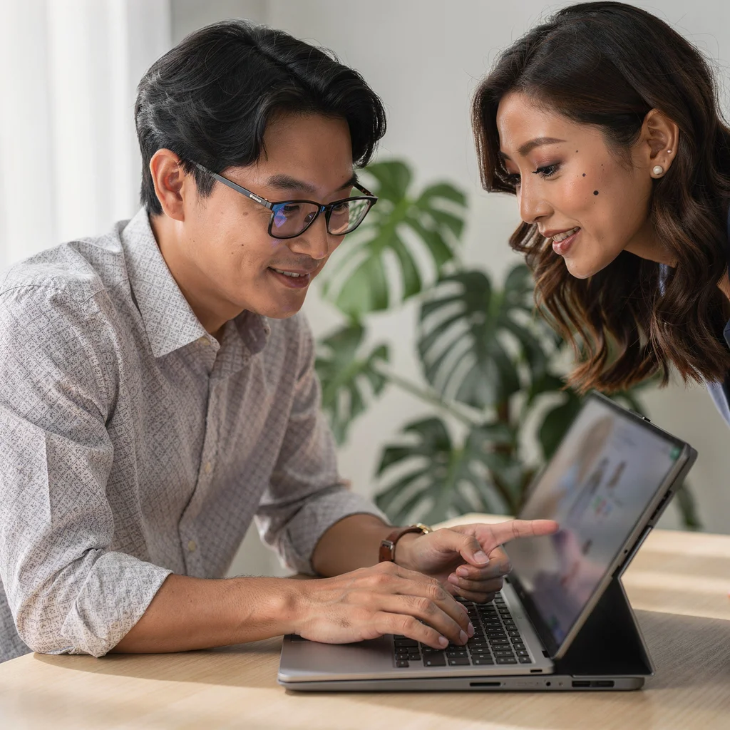 Professional reviewing website analytics data on laptop showing traffic flow patterns and user entry points across multiple pages