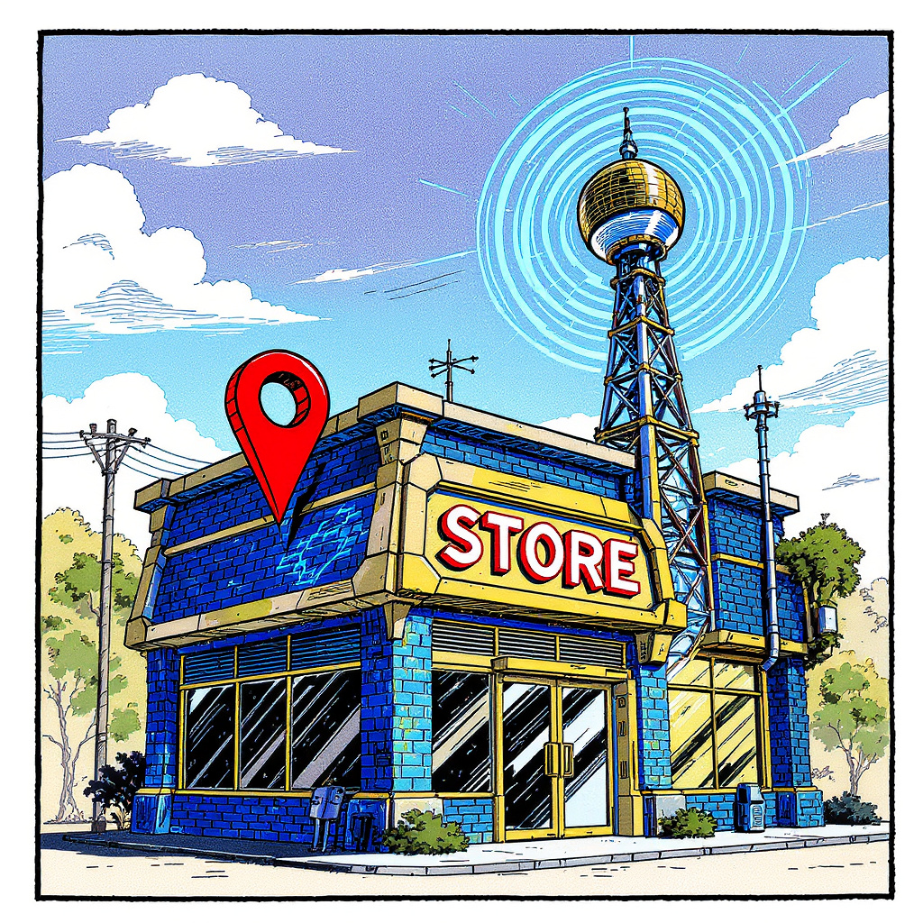 Map with digital pins and AI recommendation bubbles