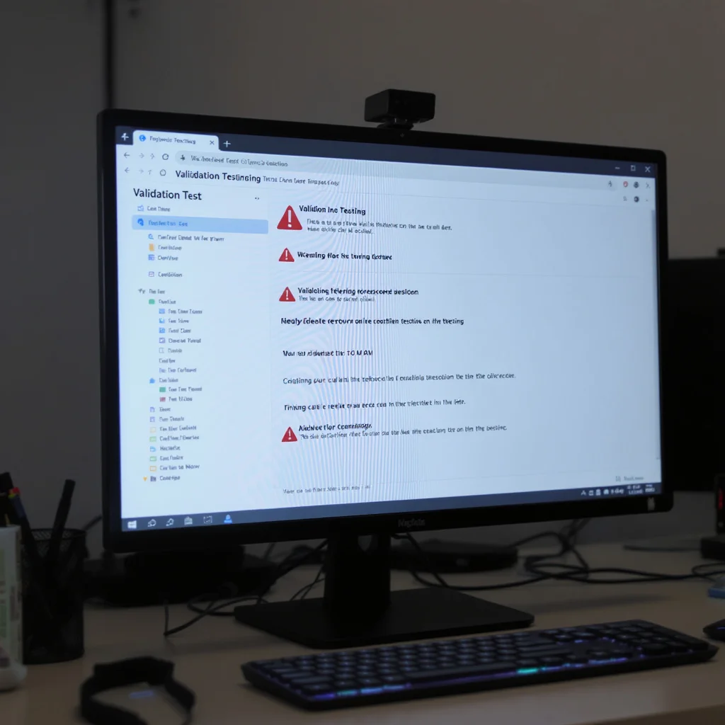 Website validation dashboard showing error warnings for schema markup testing