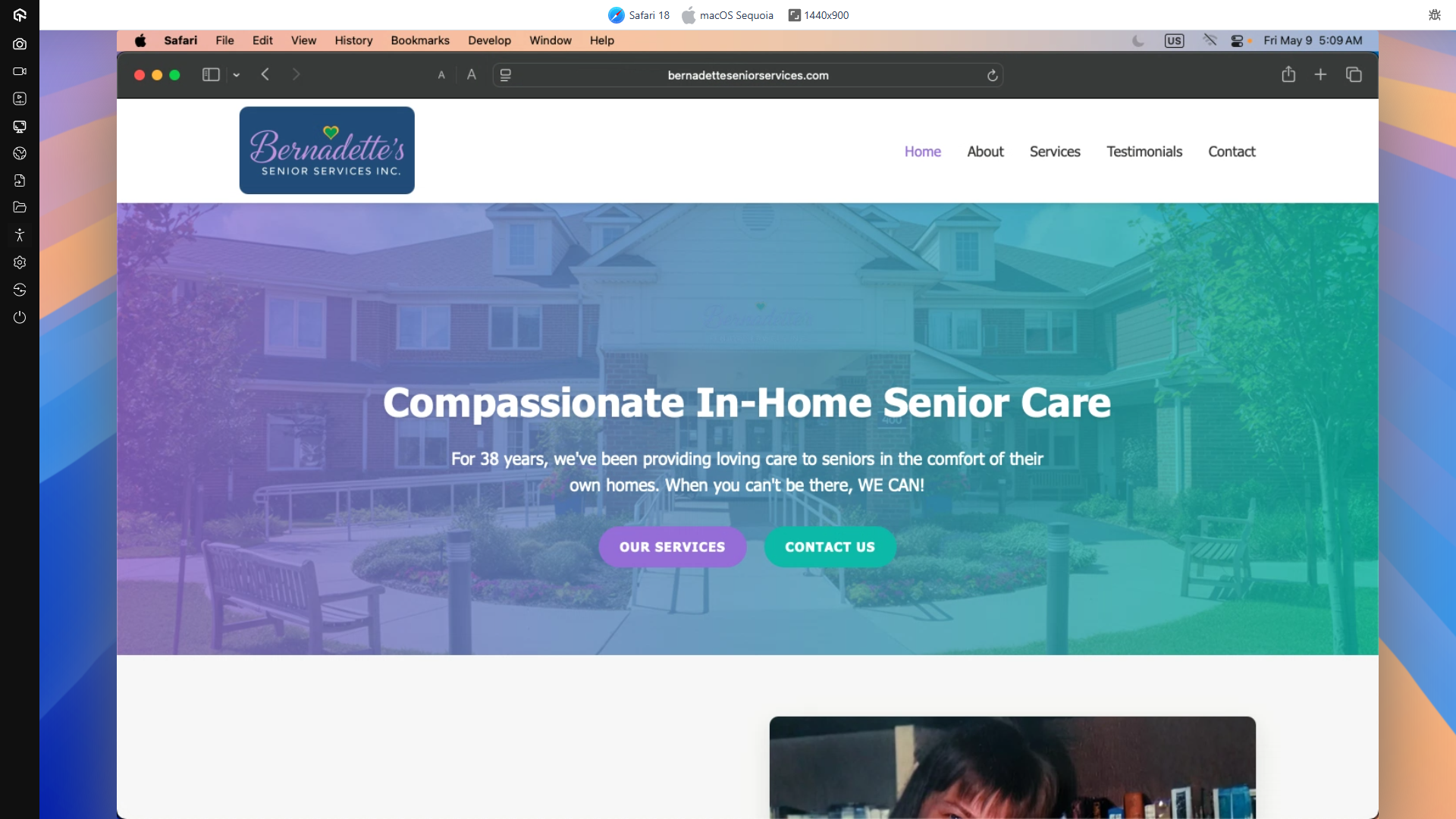 Bernadetteseniorservices.com On A 1440x900 Screen Running MacOS Sequoia Using Safari