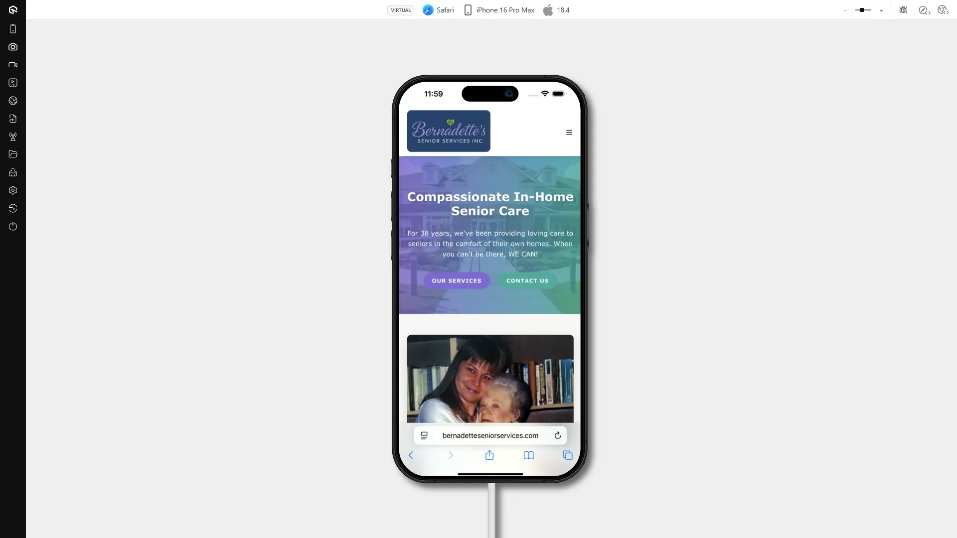 Bernadetteseniorservices.com On An IPhone 16 Pro Max Using Safari