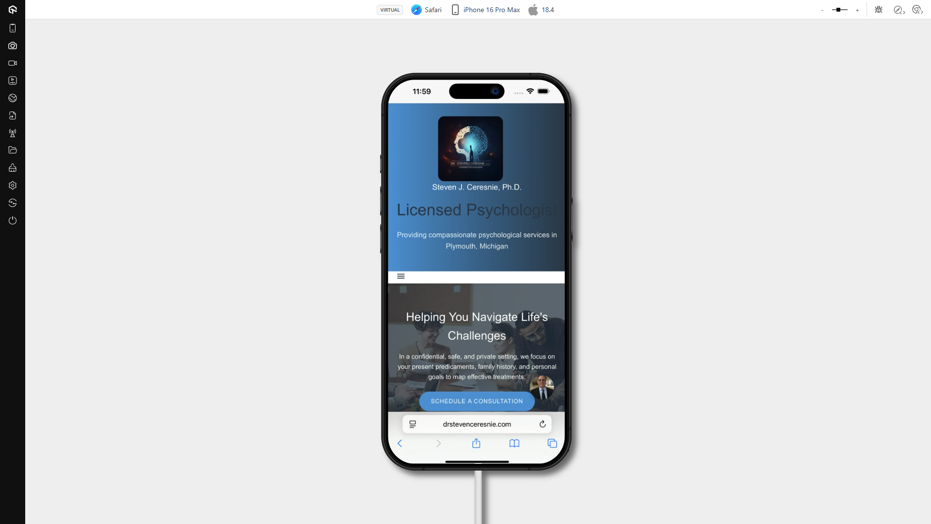 Drstevenceresnie.com On An IPhone 16 Pro Max Using Safari