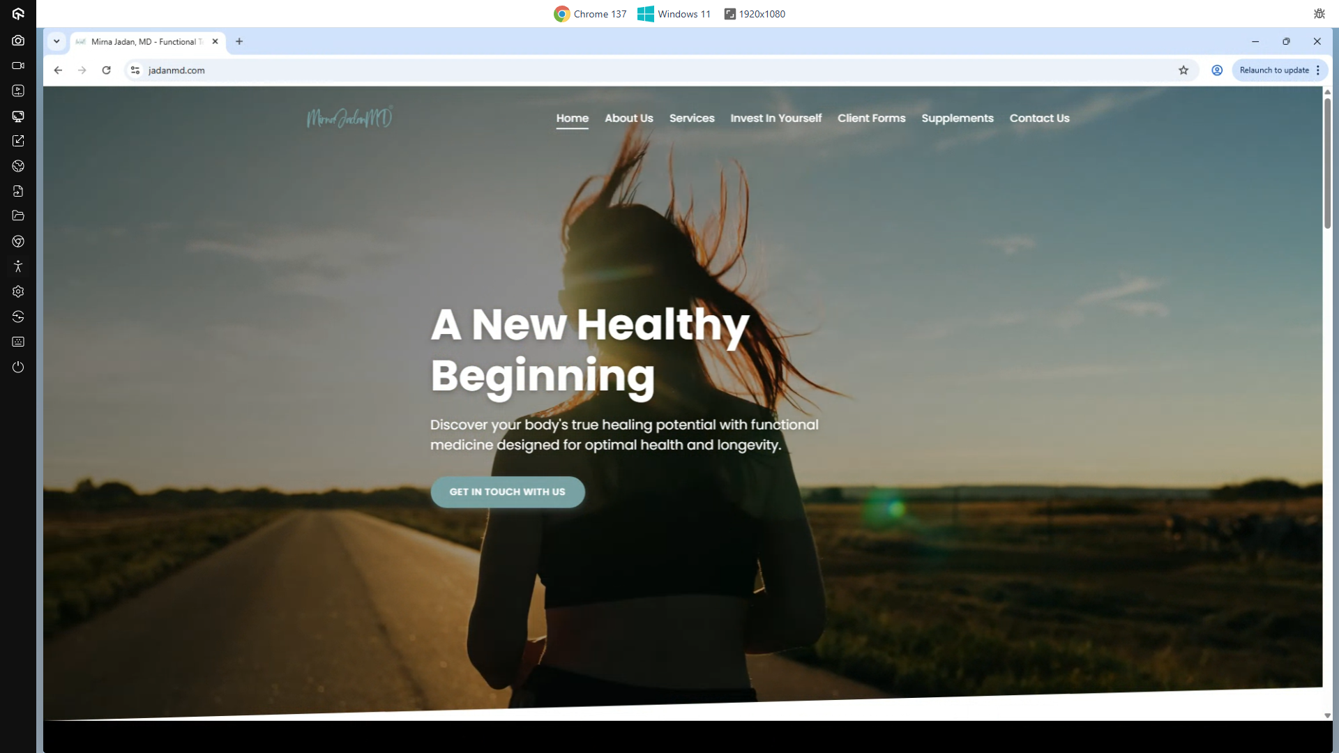 Jadanmd.com On A 1920x1080 Screen Running Windows 11 Using Google Chorme