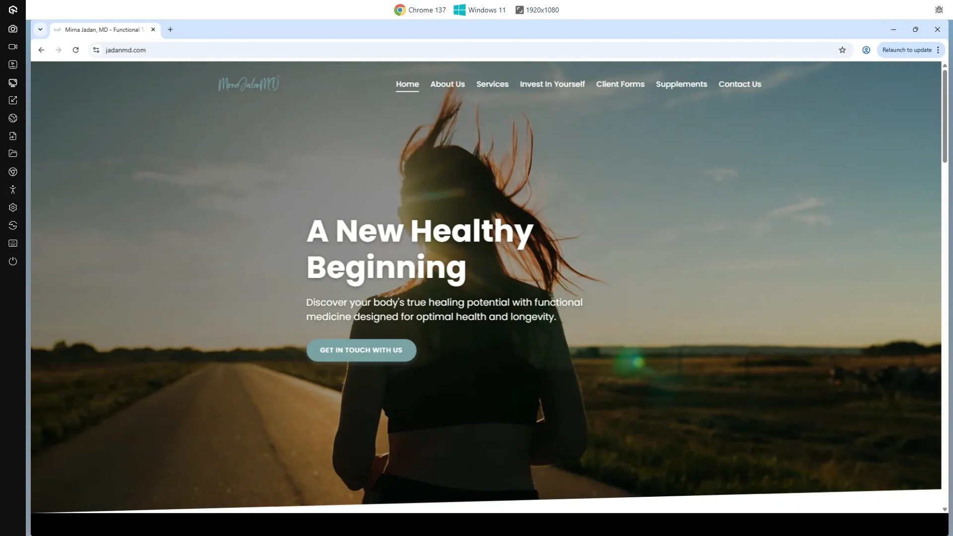 Jadanmd.com On A 1920x1080 Screen Running Windows 11 Using Google Chorme