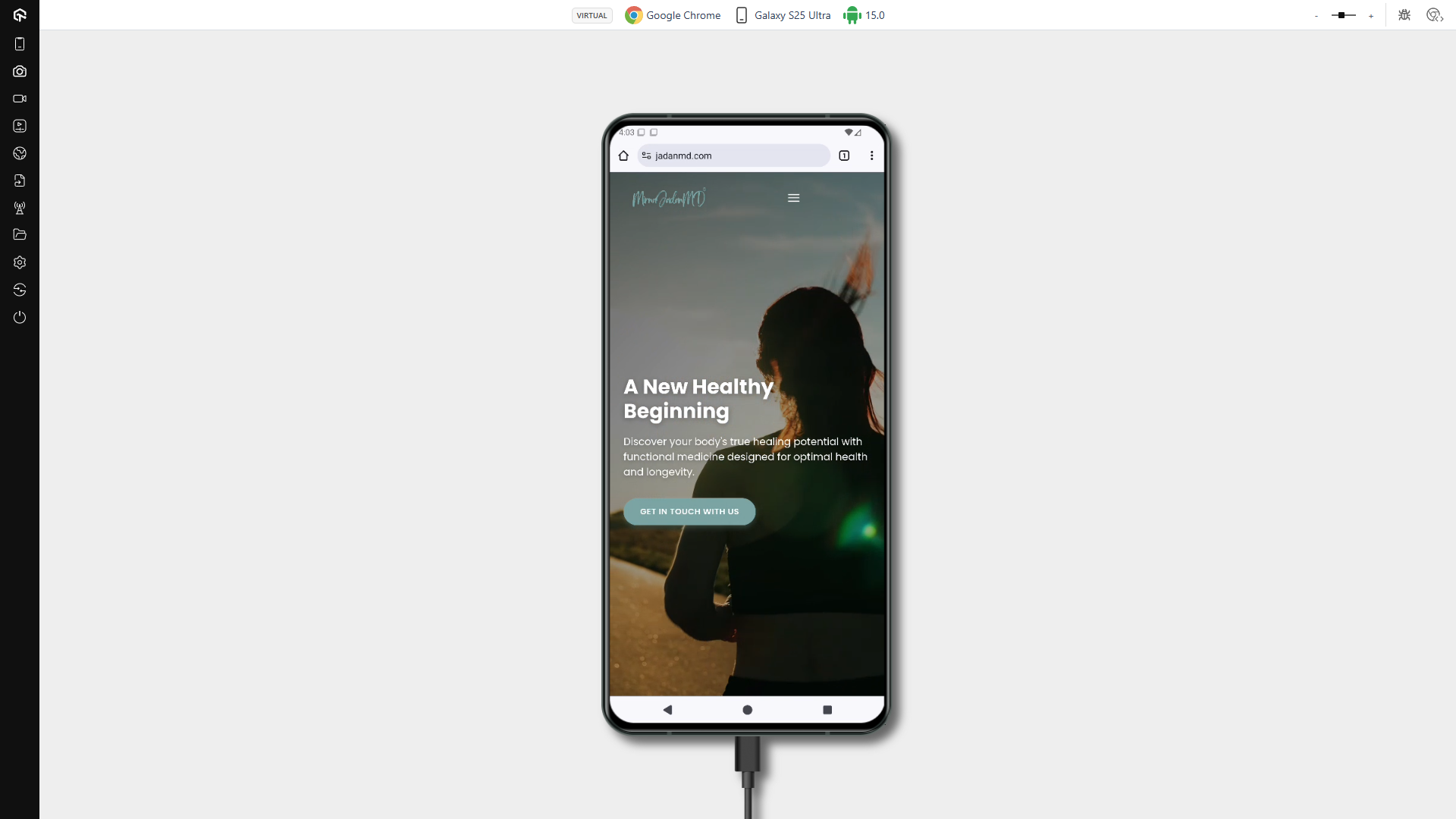 Jadanmd.com On A Galaxy S25 Ultra Using Google Chrome