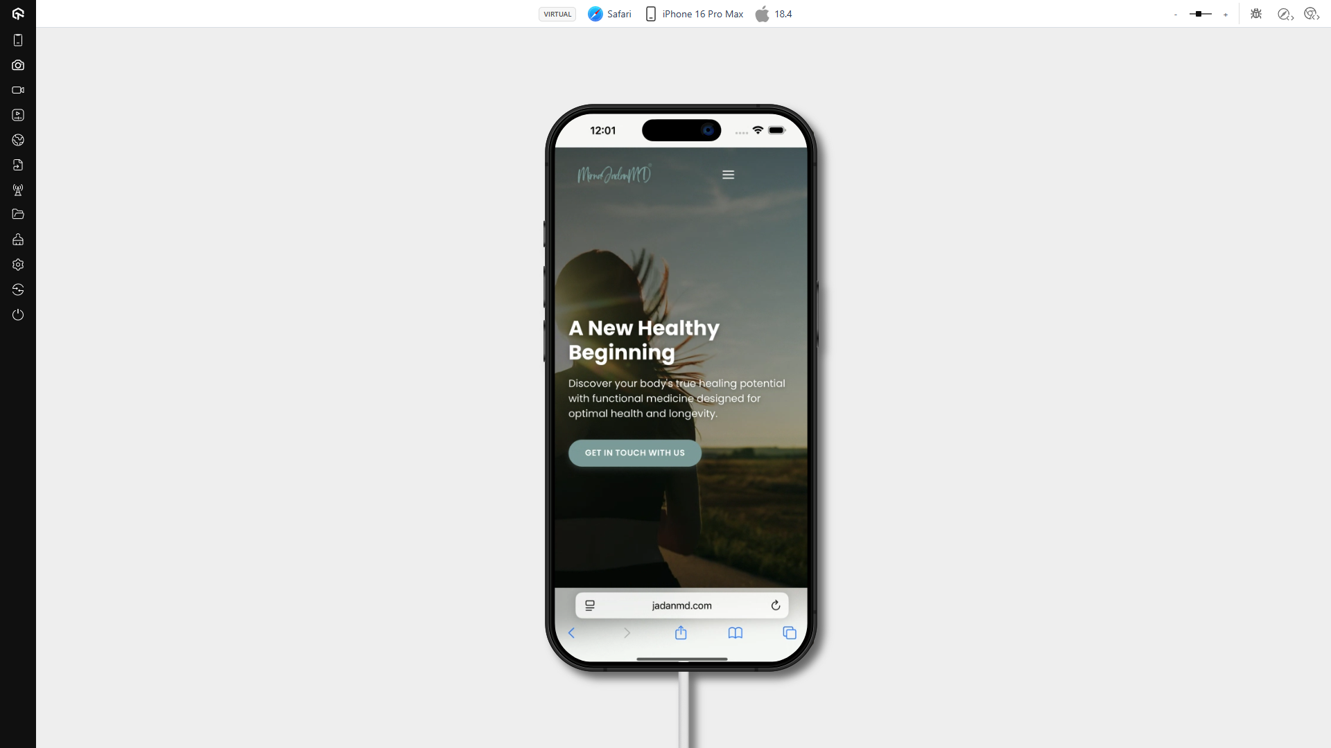 Jadanmd.com On An IPhone 16 Pro Max Using Safari