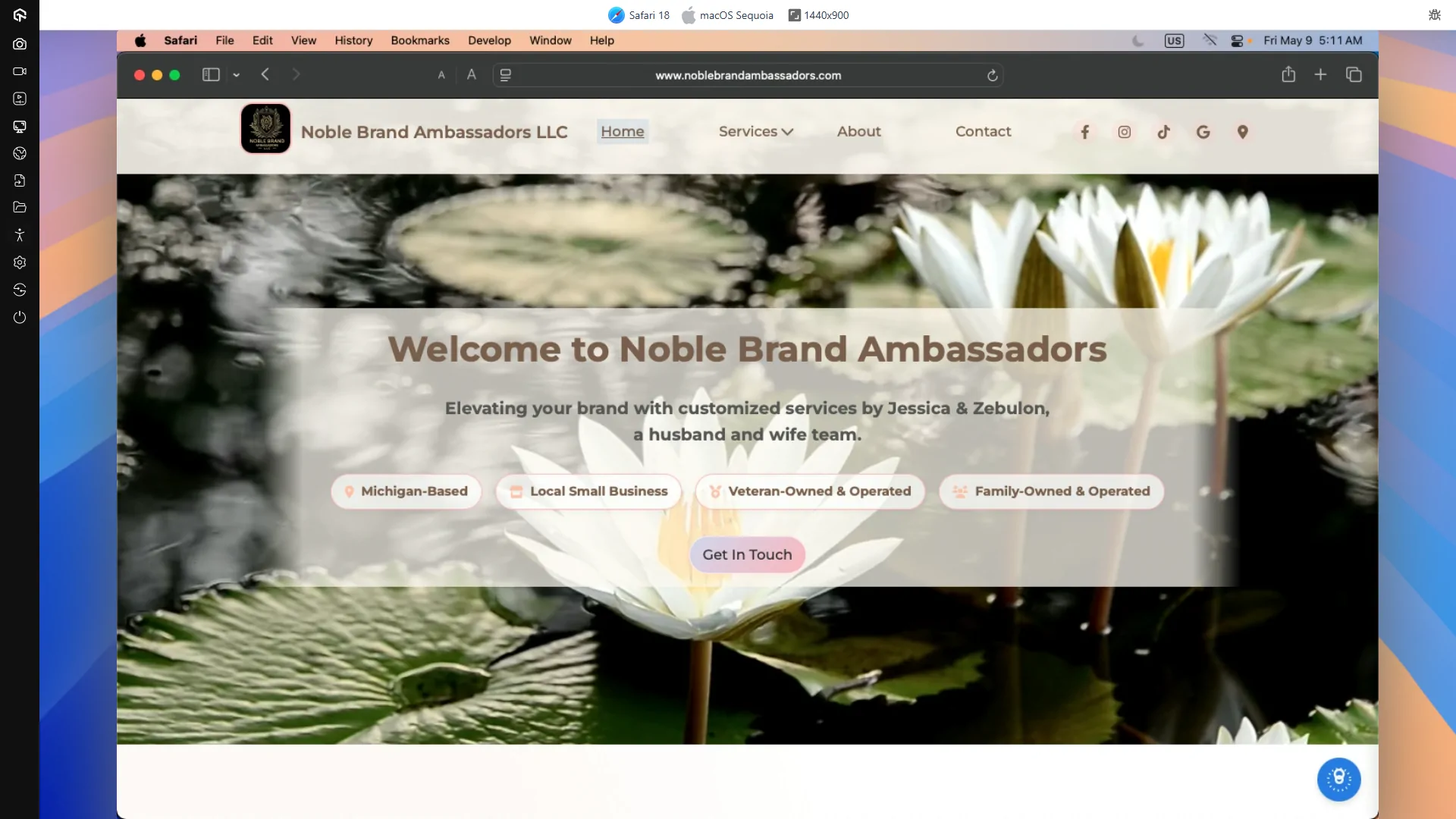 Noblebrandambassadors.com On A 1440x900 Screen Running MacOS Sequoia Using Safari