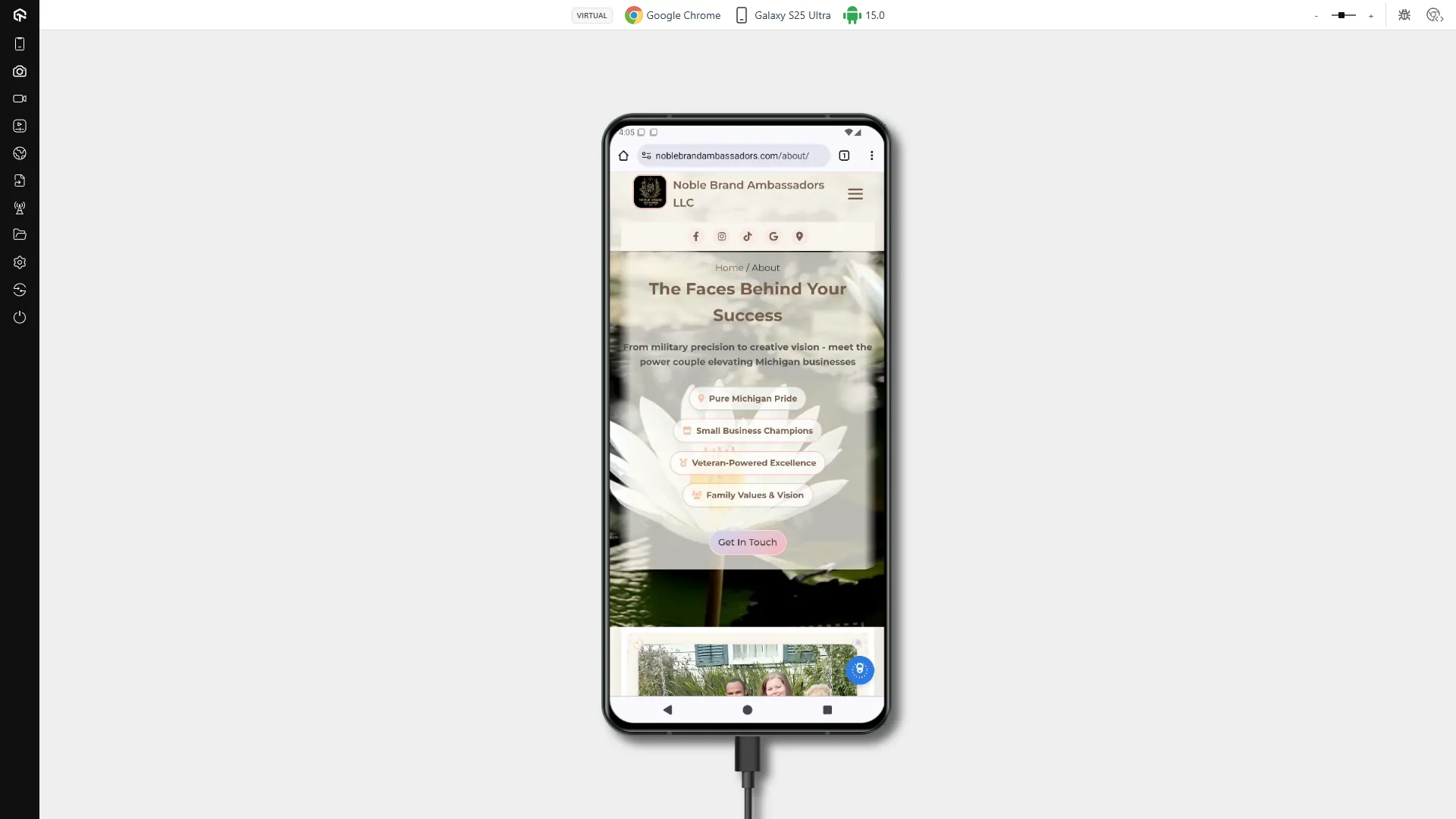 Noblebrandambassadors.com On A Galaxy S25 Ultra Using Google Chrome