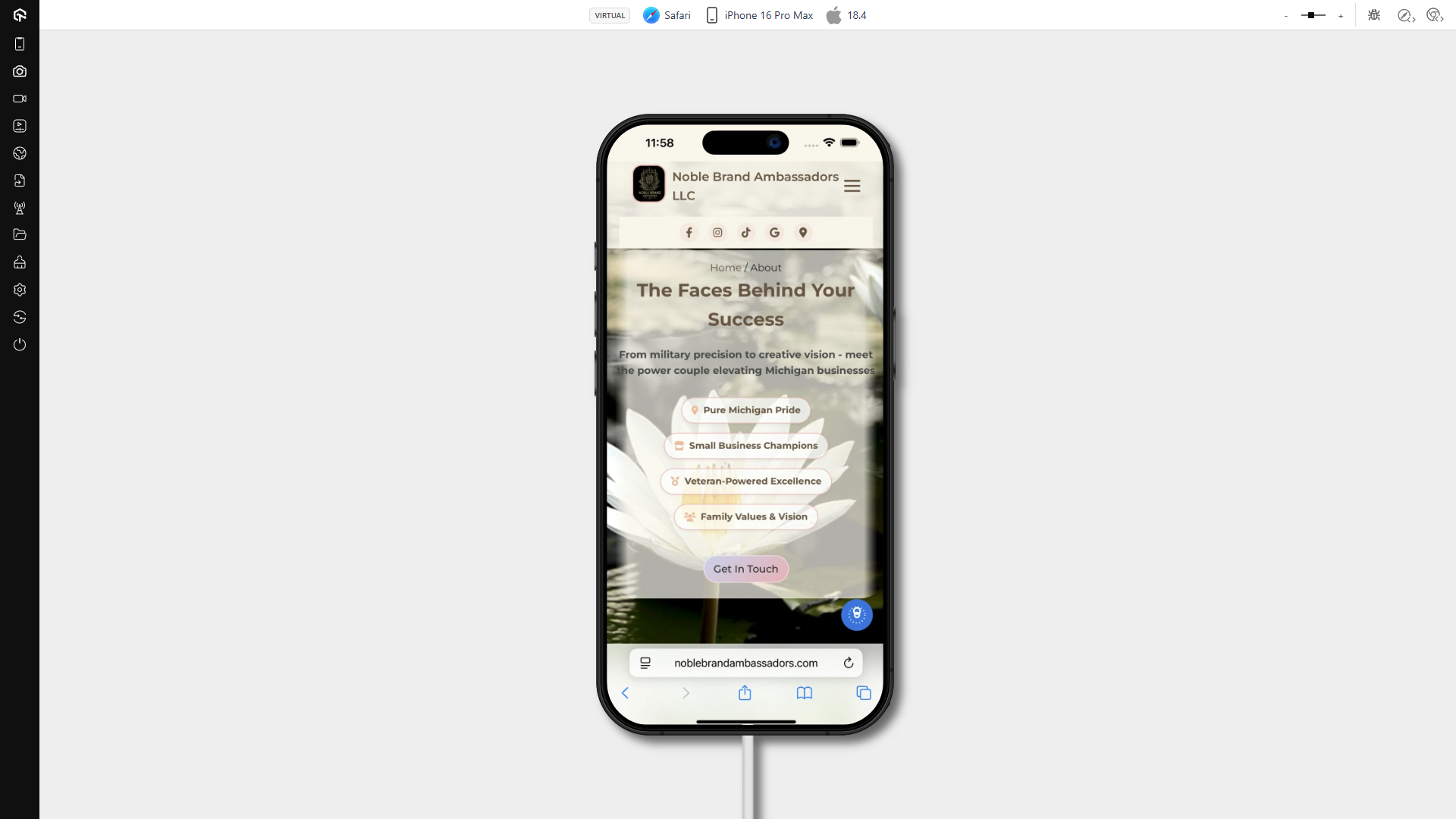Noblebrandambassadors.com On An IPhone 16 Pro Max Using Safari