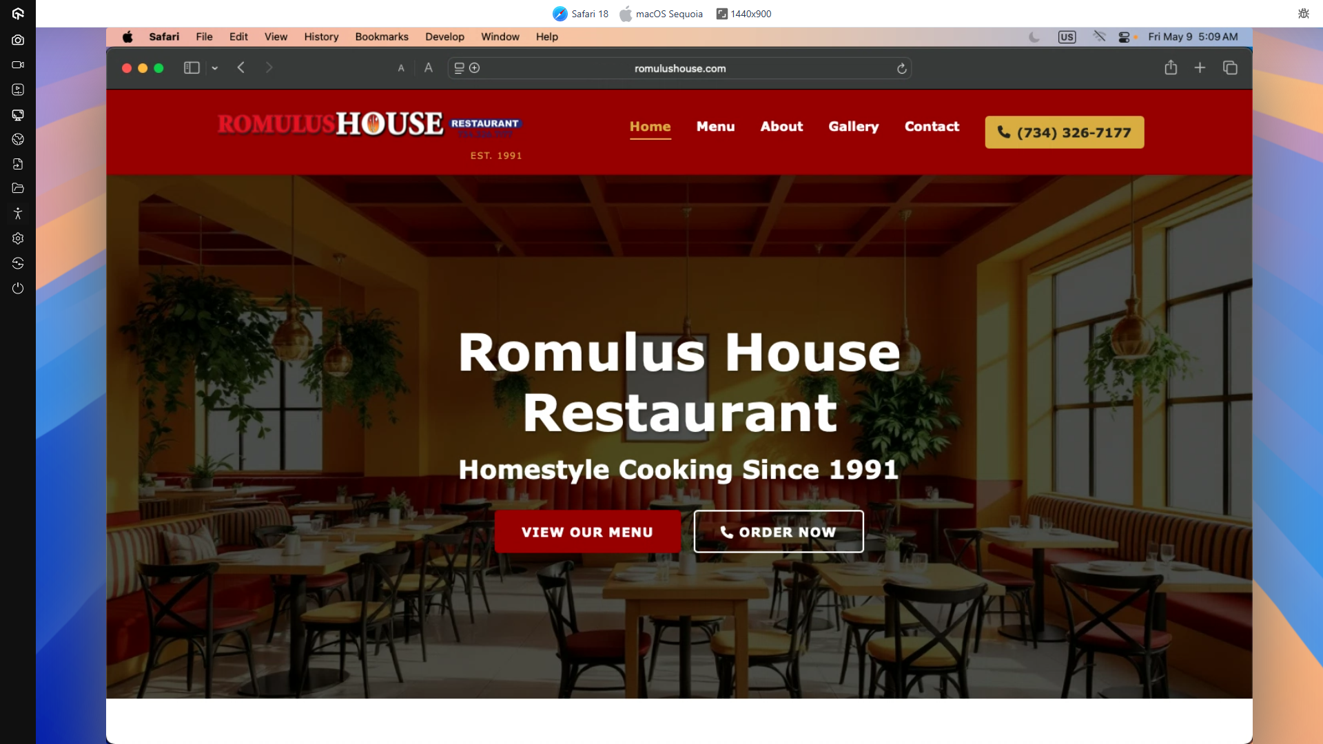 Romulushouse.com On A 1440x900 Screen Running MacOS Sequoia Using Safari
