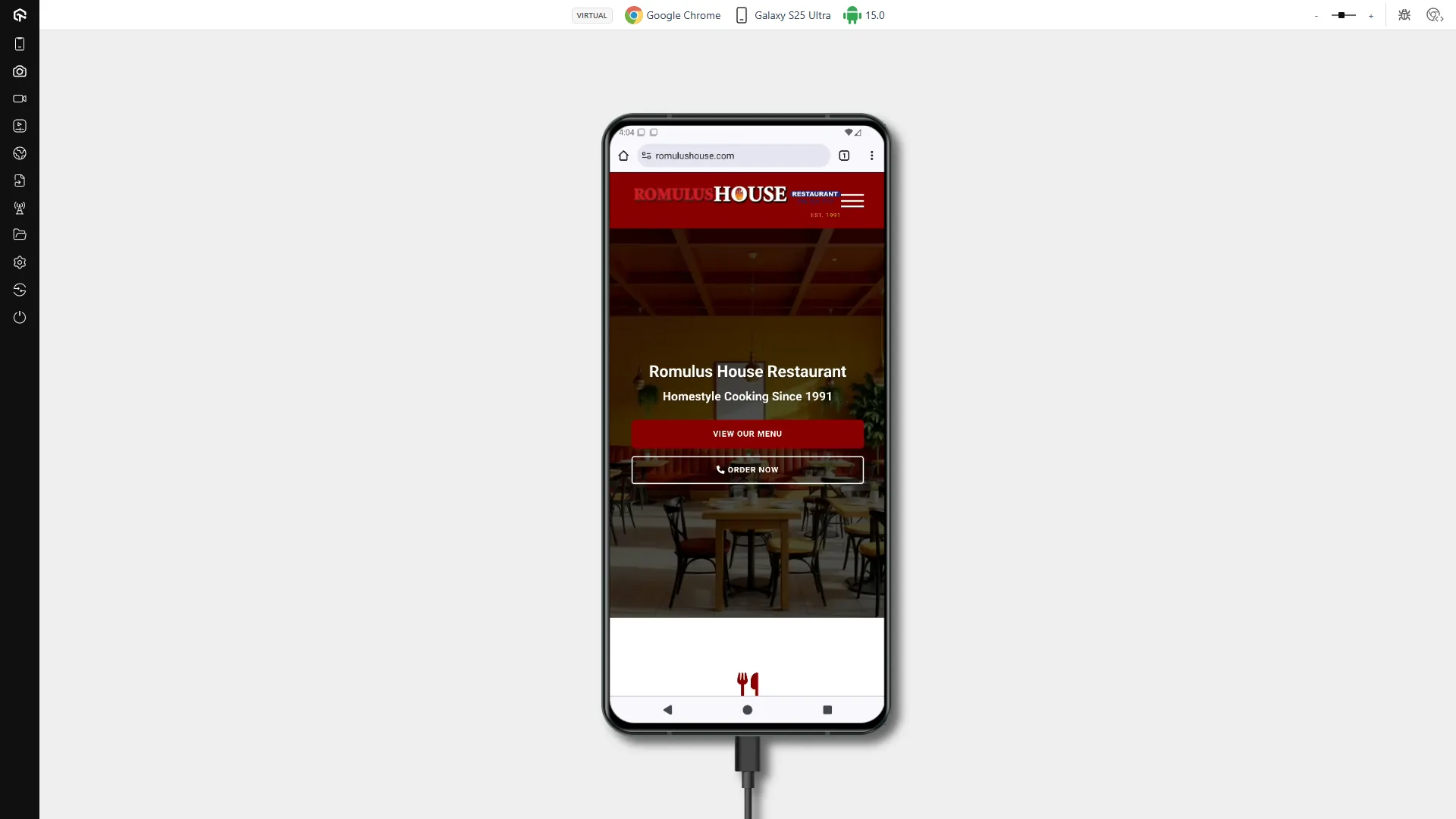 Romulushouse.com On A Galaxy S25 Ultra Using Google Chrome