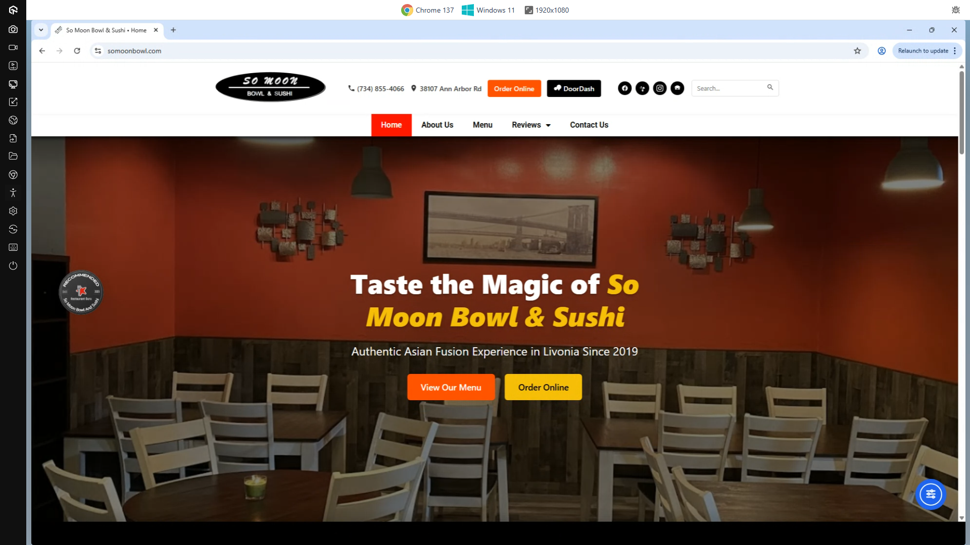 Somoonbowl.com On A 1920x1080 Screen Running Windows 11 Using Google Chorme