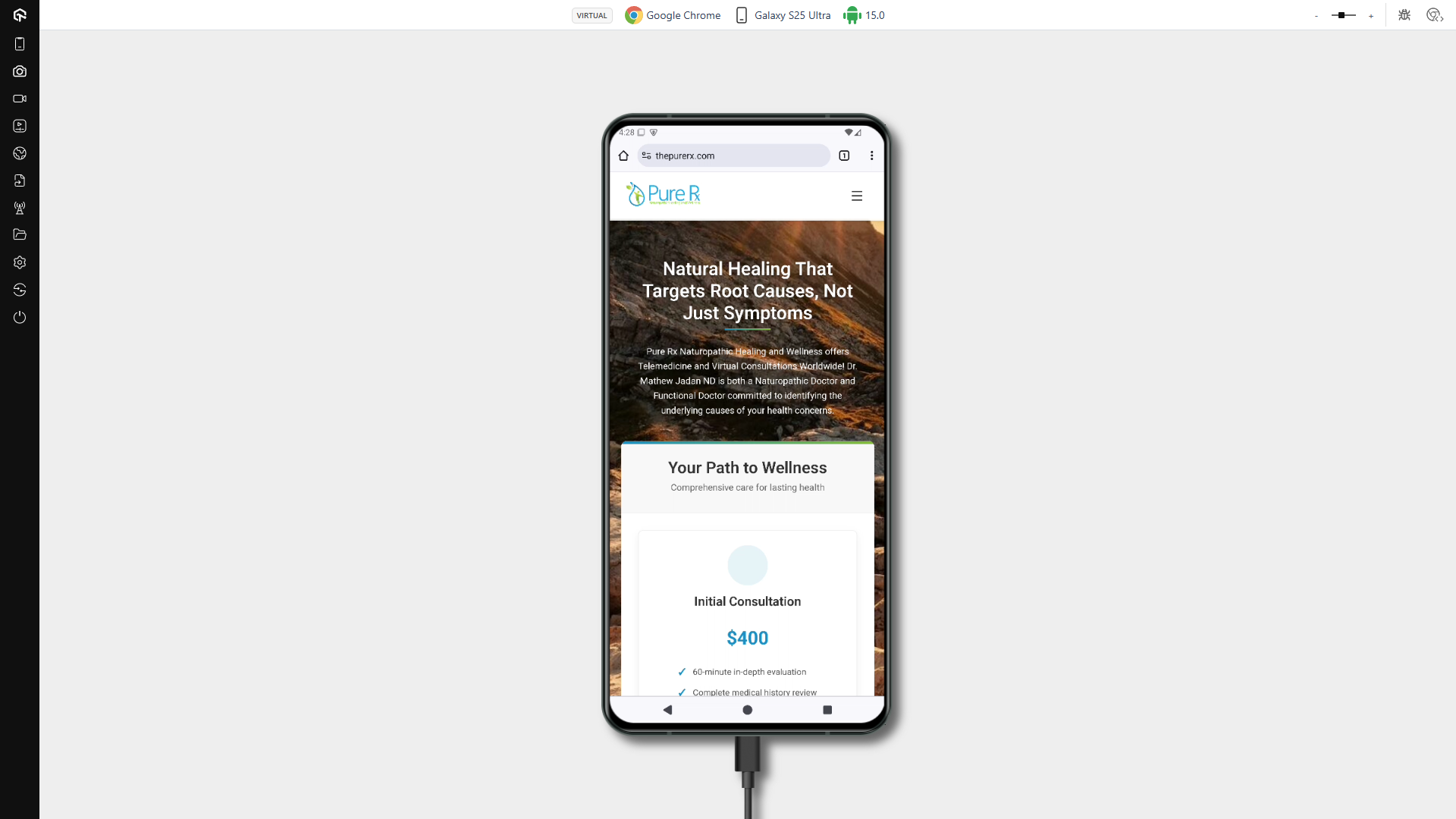 Thepurerx.com On A Galaxy S25 Ultra Using Google Chrome