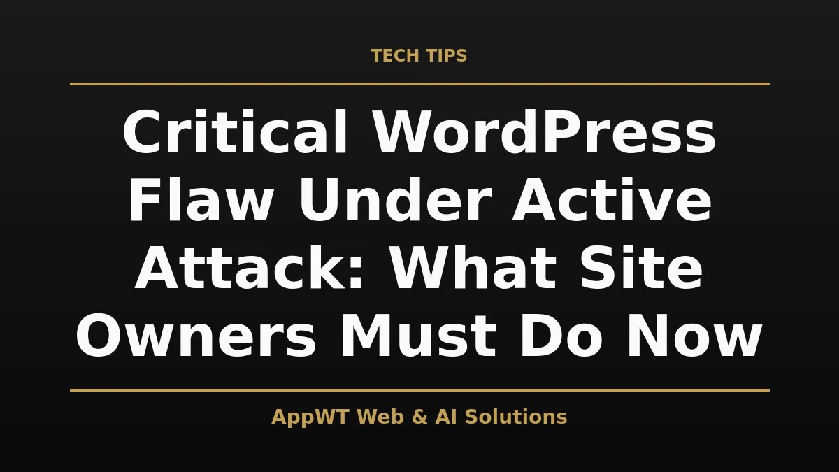 Critical WordPress Flaw Under Active Attack: What Site Owners Must Do Now