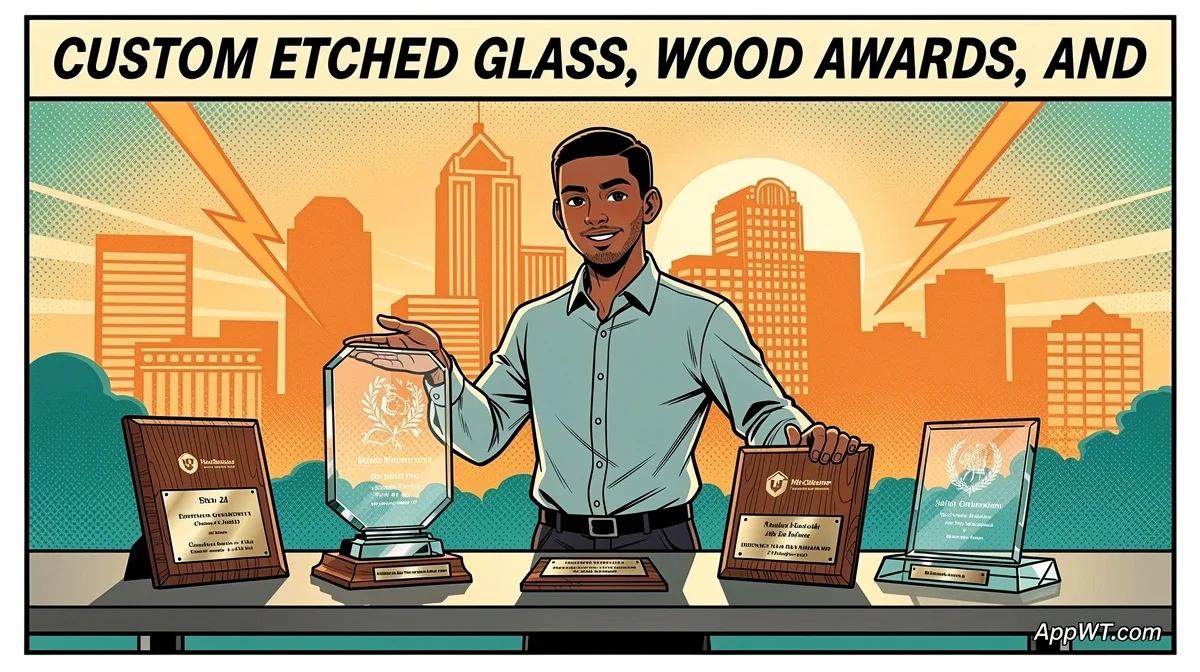 Custom Etched Glass, Wood Awards, and Engraved Products