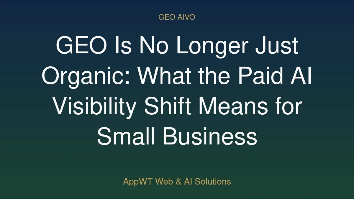 GEO Is No Longer Just Organic: What the Paid AI Visibility Shift Means for Small Business