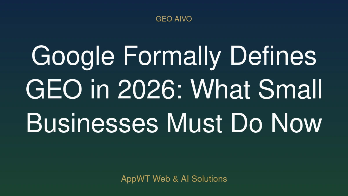 Google Formally Defines GEO in 2026: What Small Businesses Must Do Now